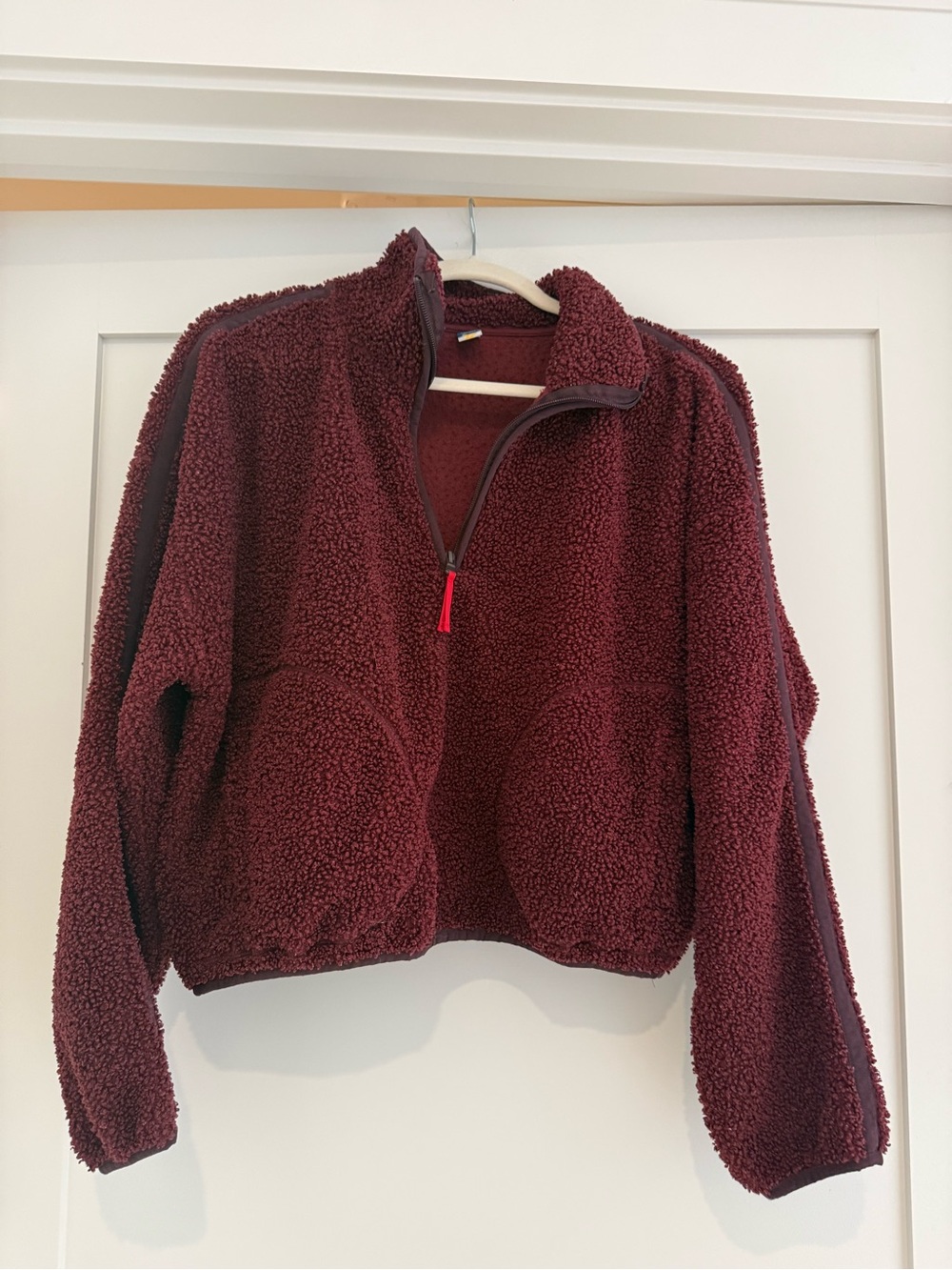 Half-Zip Sherpa Pullover Jacket - Deep Burgundy